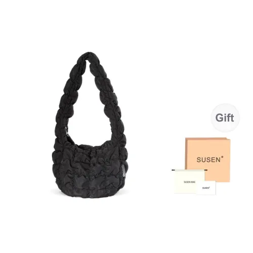 SUSEN Down Fabric Bubbles Shoulder Bag Women's Black/Royal Blue/Orange/Yellow/Purple/Beige/Gray/Pink/Green
