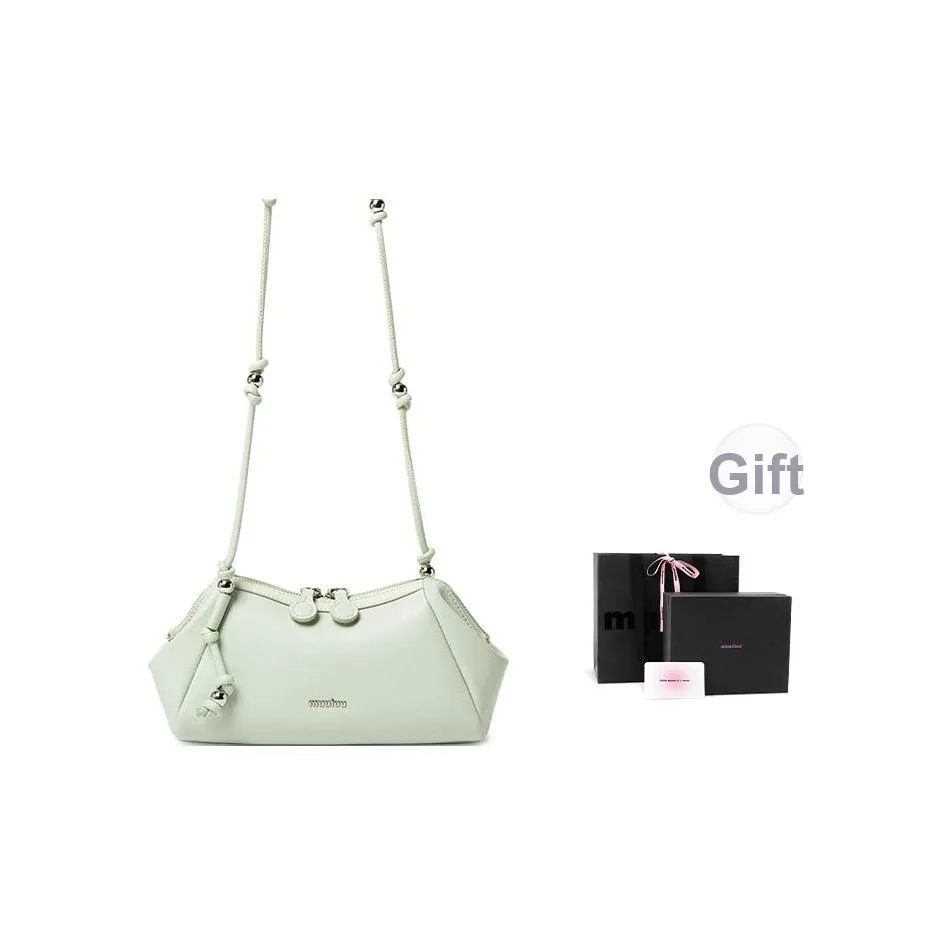 Muuluu Cow Leather Light Spring Mountain Shoulder Bag Crossbody Bag Trumpets Women's Light Bamboo Green