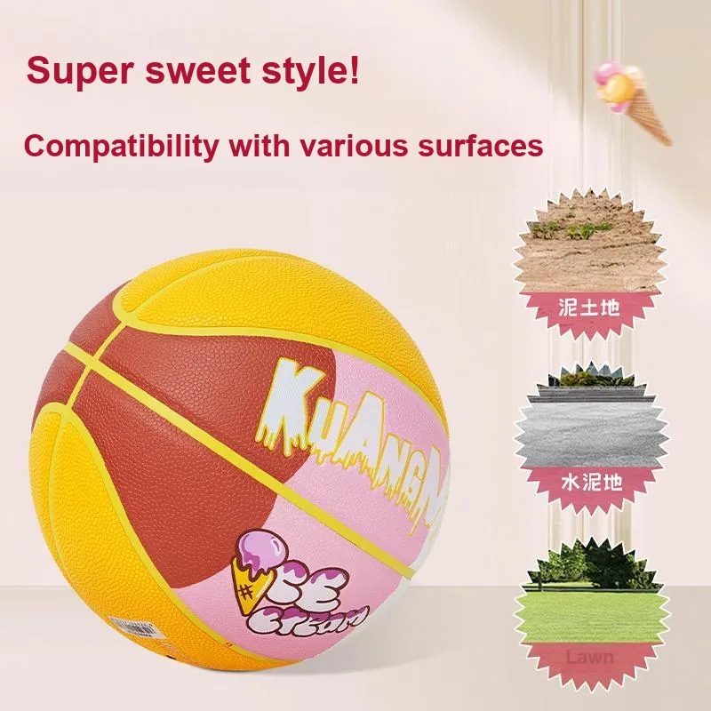 Kuangmi PU Basketball Ice Cream Color Scheme Size 7 Training Unisex-5