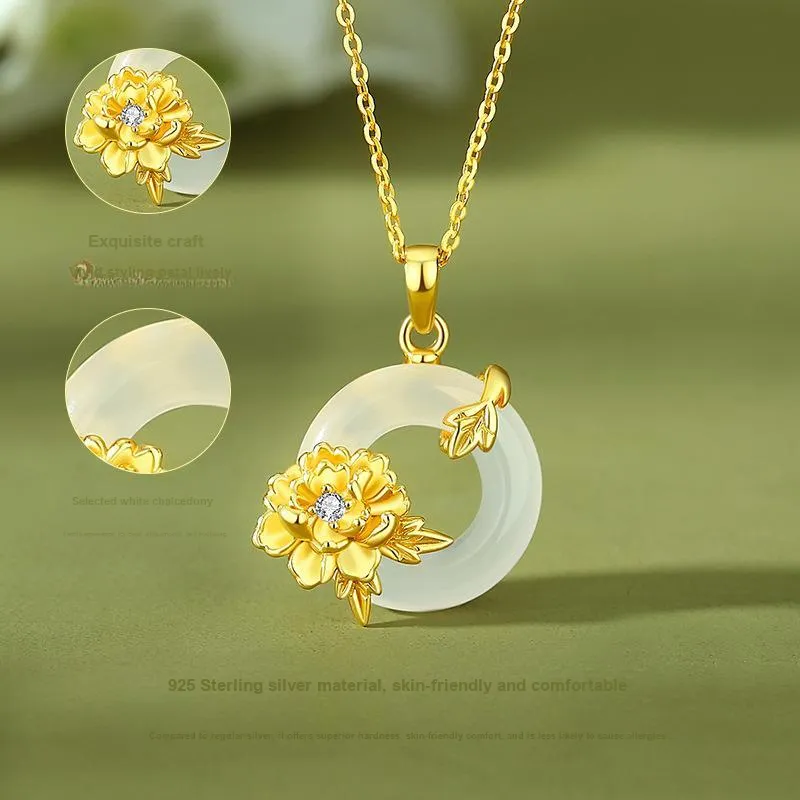 JINJI Natural Chalcedony Necklaces Women's-17
