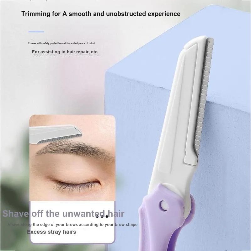JINGLINGLONG Spatula Shaped Eyebrow Comb Eyebrow Scissors For Makeup Eyebrow Razor Set Two Piece Set-3