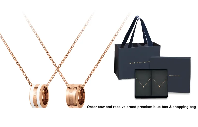 Daniel Wellington Alloy Necklaces Women's Ceramic White & Rose Gold-0
