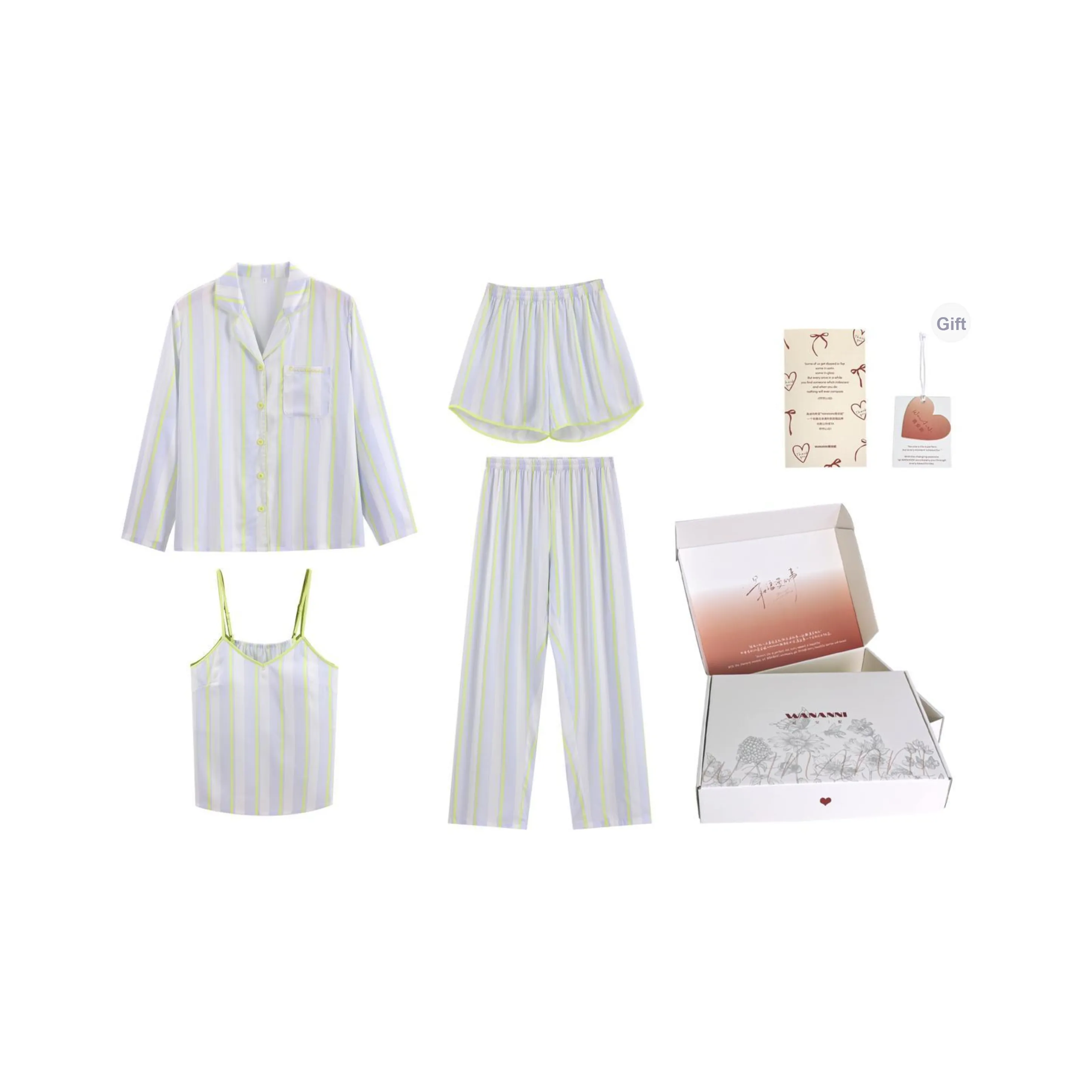 WANANNI Пижамный комплект женский неоновый зеленый