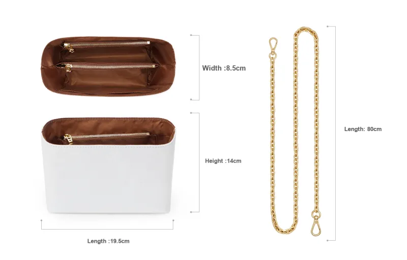 Lan Bao Fan Metal, DuPont Paper Liner, Alloy Extender Chain Bag Accessory Brown-73