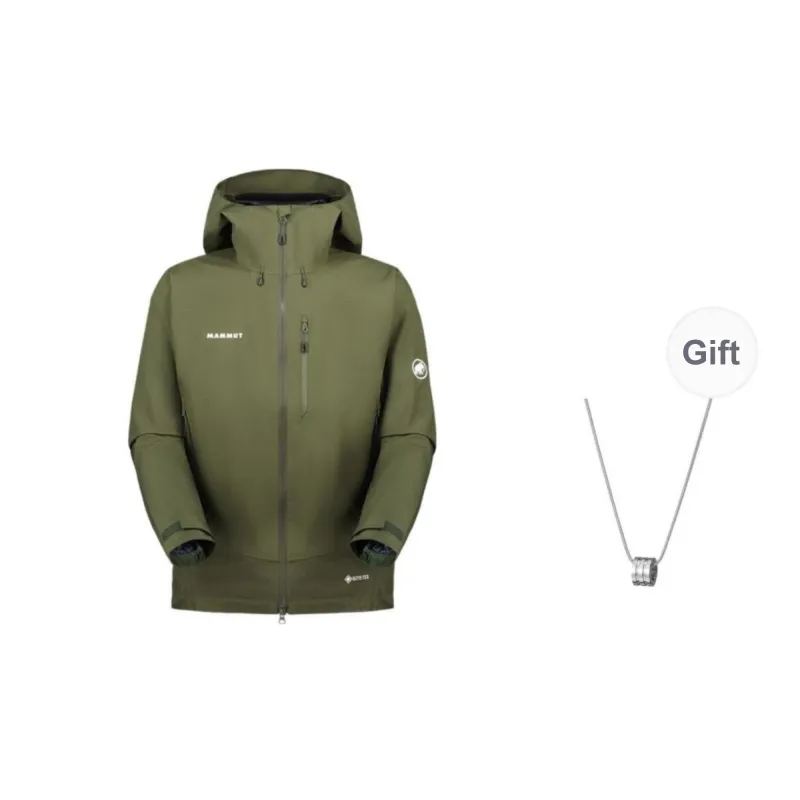 MAMMUT Ayako Windbreaker Jackets Unisex Dark Mountain Shadow Green Comes With Necklace-0