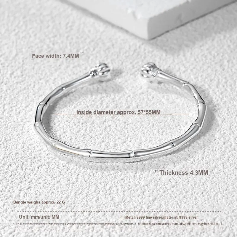 HAOYINFANG 999 Fine Silver Sterling Silver Bracelets Women's-3