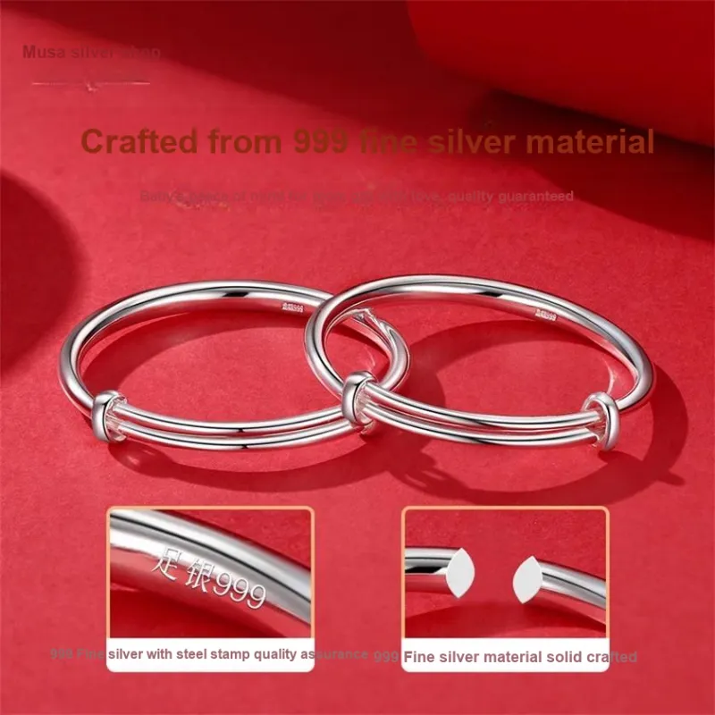 MIAOYINGE 999 Fine Silver Bangles Women's-2