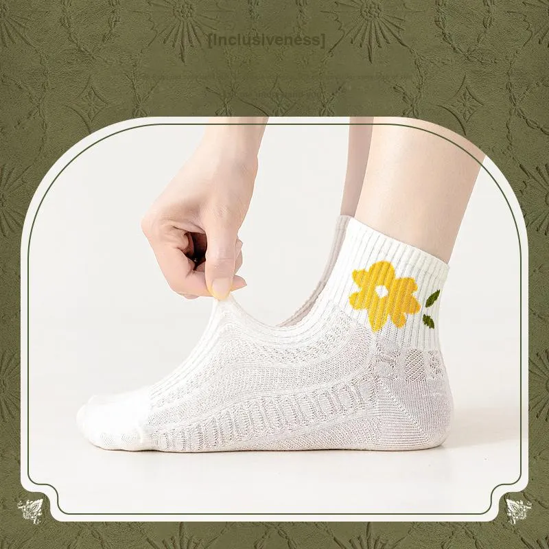 Yalu Mid Calf Socks Women's 5 Pack Mixed Color-5