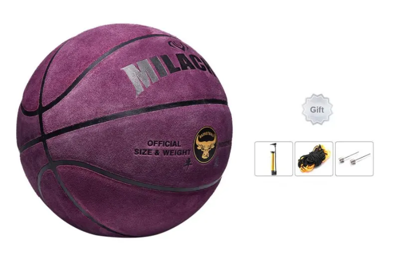 MILACHIC Cow Leather Basketball Deep Affection Purple Size 7 Ball Training Match Unisex-3