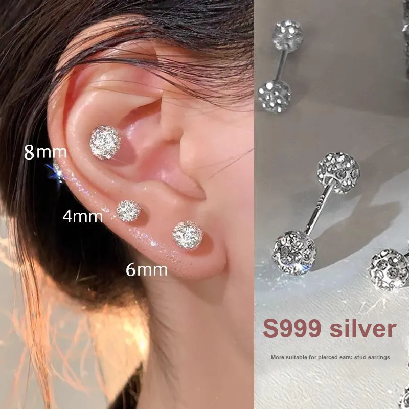 Rhymes S999 Fine Silver Stud Earrings Women's-1