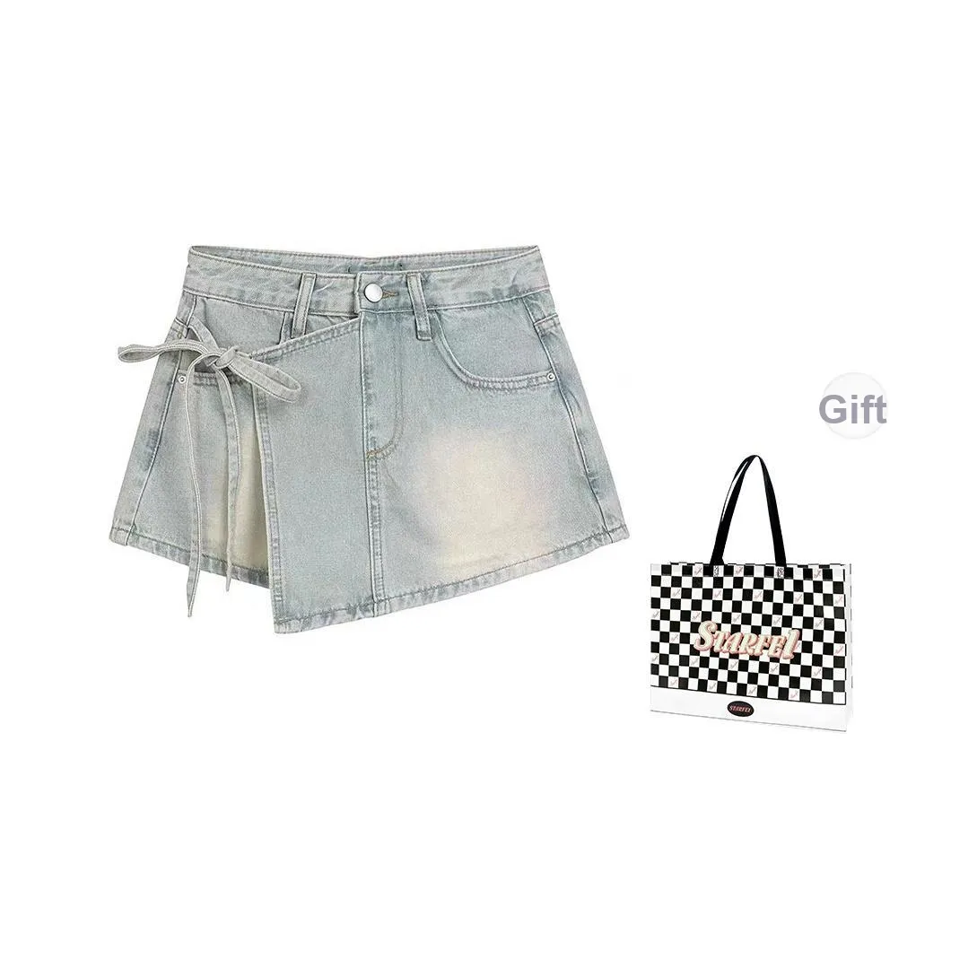 STARFEI Джинсовые короткие юбки Женские Светло-синие