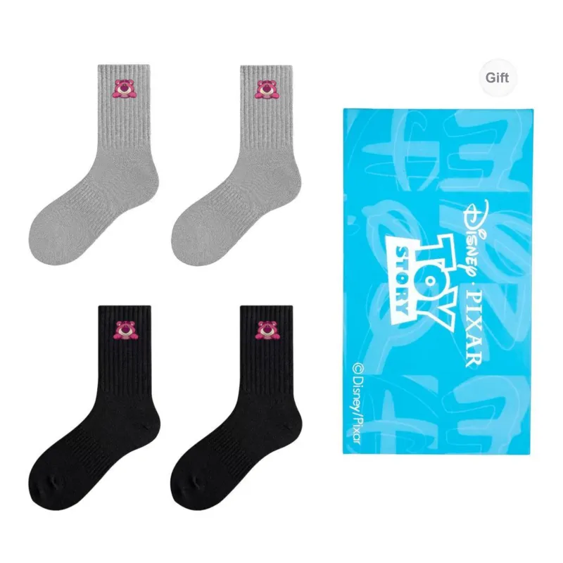 Disney Strawberry Bear Series Mid Calf Socks Unisex Shopping Bag 4 Pack-9