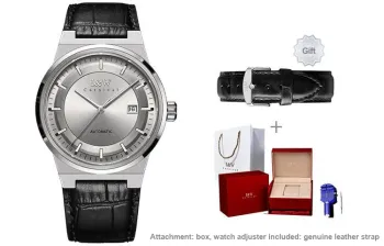 I&W CARNIVAL HWGUOJI Automatic Mechanical Movement Genuine Leather Strap Watch Men's Watches Gray Dial