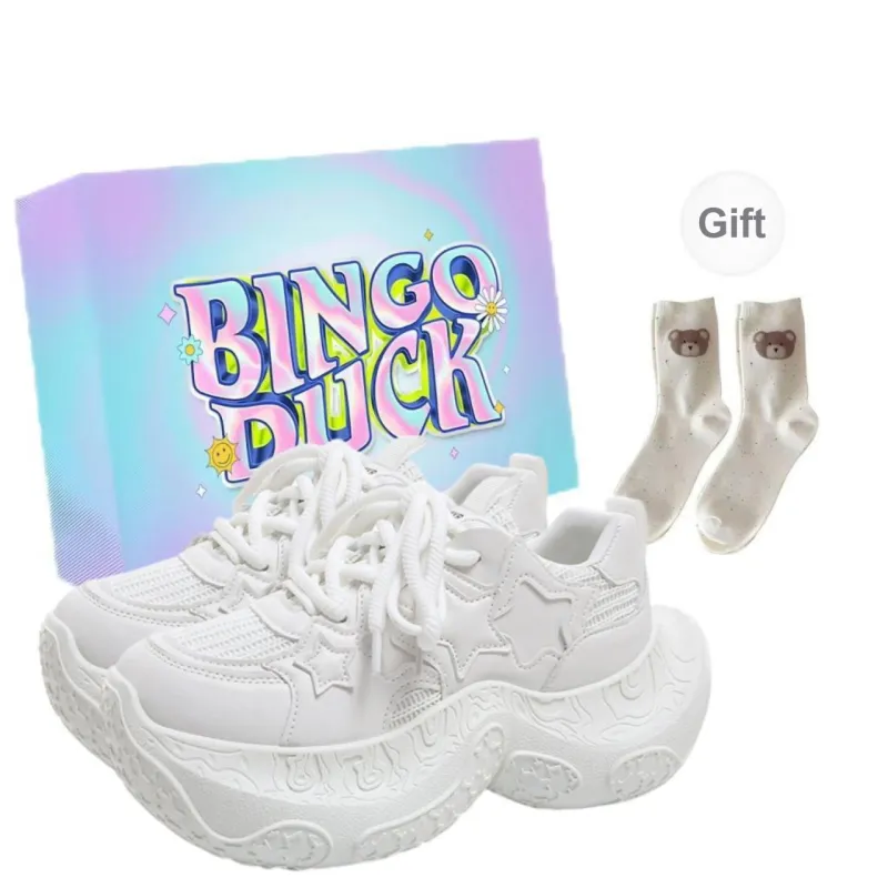 BINGO DUCK Cushioning Slip Resistant Height Increasing Low Top Chunky Sneakers Women's-7