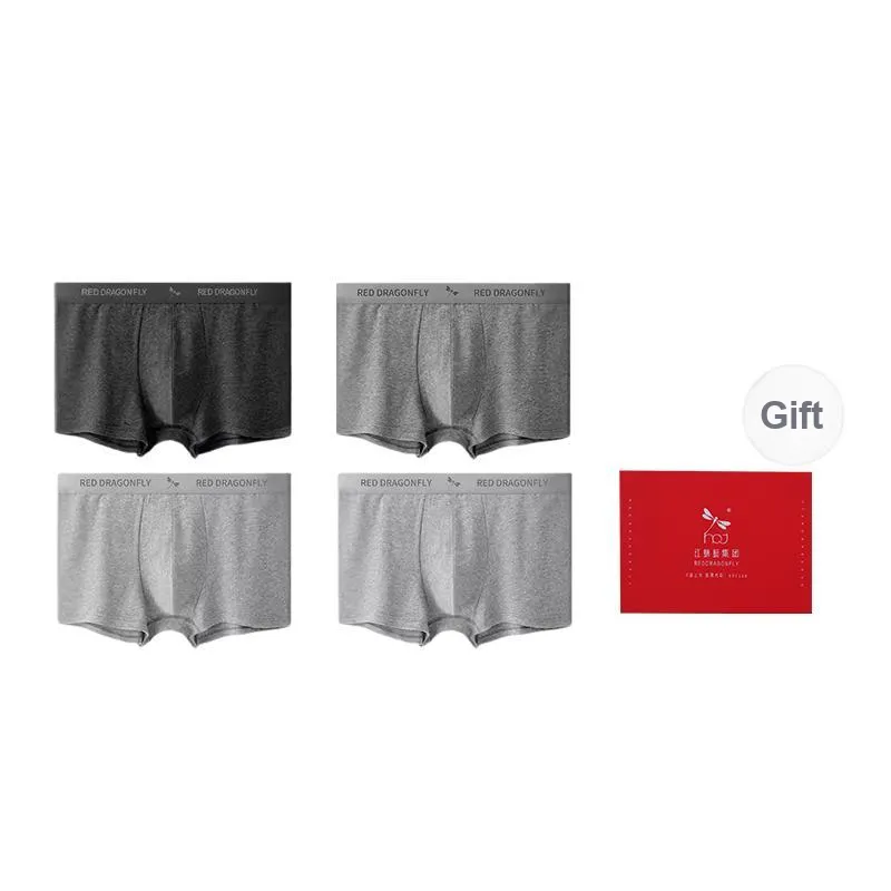RED DRAGONFLY Cotton Panties Men's 4 Pack Gift Box Set-14