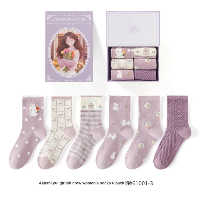Caramella Mid Calf Socks Women's 6 Pack-1