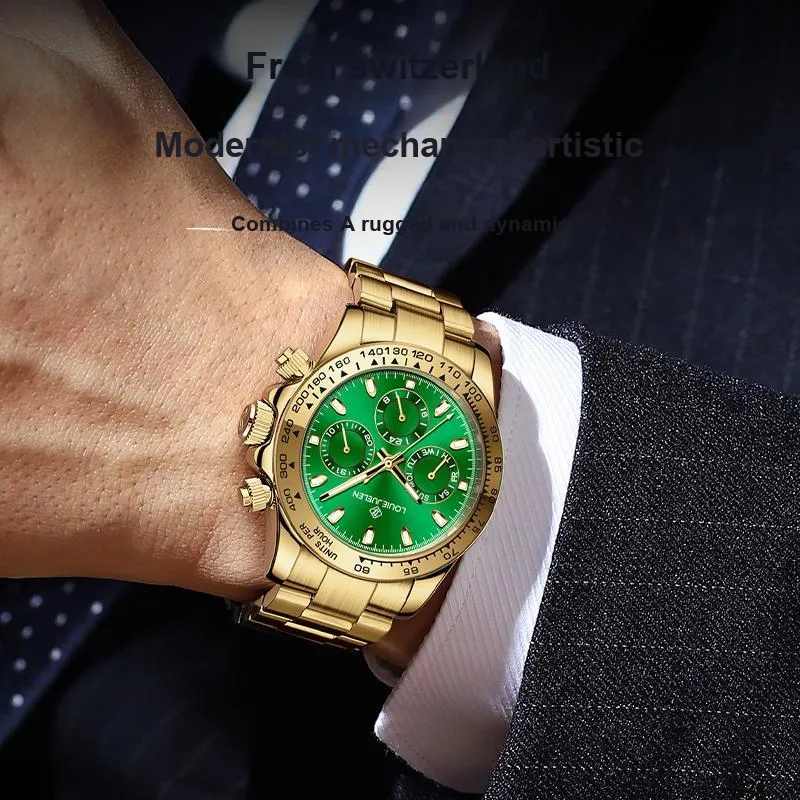 LOUIE JUELEN Ditan Collection Automatic Mechanical Movement Steel Strap Watch Men's Watches Green Dial-1