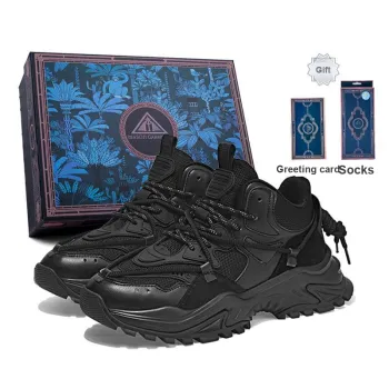 Masongarments Shark Tooth No. 2 Height Increasing Wear Resistant Mid Top Chunky Sneakers Unisex Obsidian Black