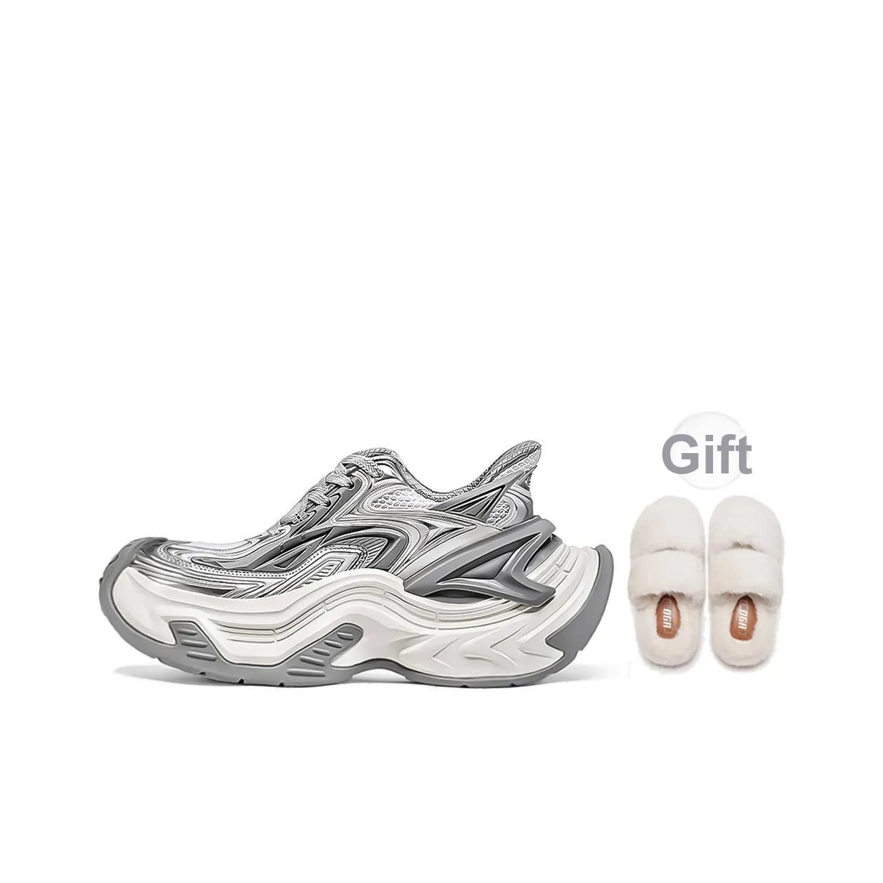 OGR Износостойкие Дышащие Увеличивающие Высоту Низкие Кроссовки для Бега Унисекс Cloud Trace Серый