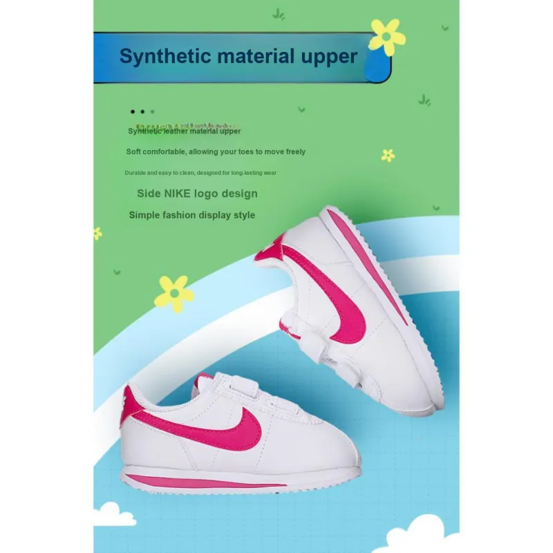 Nike Basic SL Slip-Resistant Cushioning Wear-Resistant Low-Top Running Shoes Pink White Infant And Toddler-2