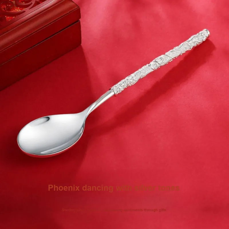 Yu Yin 999 Fine Silver Soup Ladle Spoon Unisex-1