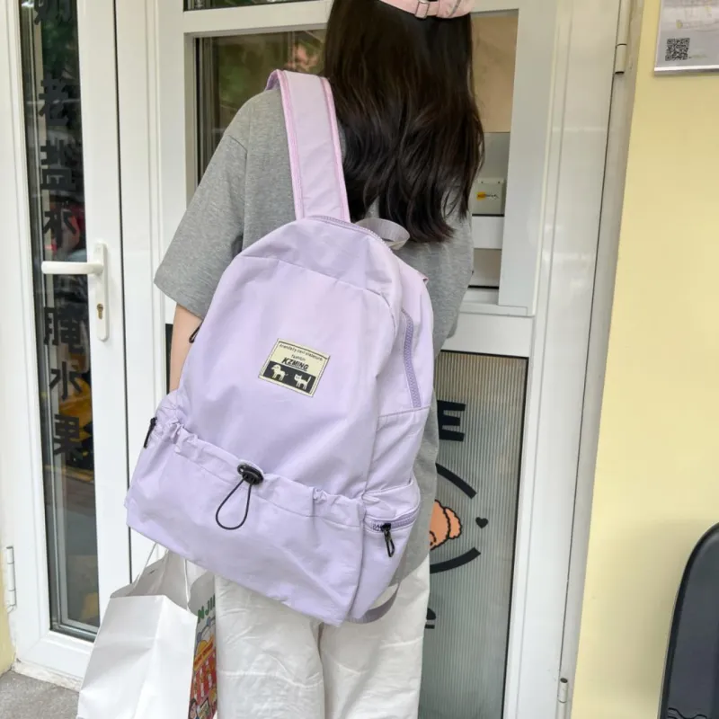 AIBAG Composite Cloth Backpack Unisex White/Black/Pink/Violet-17