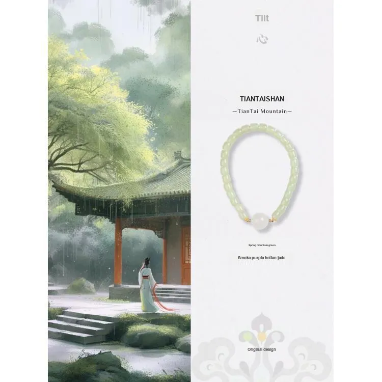 TIANTAISHAN Hetian Jade Bracelets Pale Greenish White Jade Unisex-1