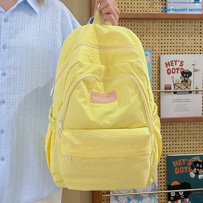 WICKBUEN Polyester Backpack Regular Unisex White/Black/Yellow/Green-6