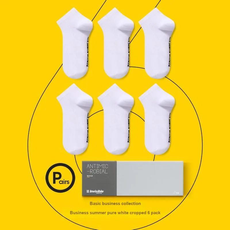 INVISIBLE Ankle Socks Unisex 6 Pack White-2