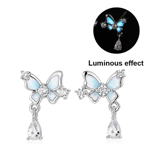 KADER 925 Sterling Silver Stud Earrings Women's Blue