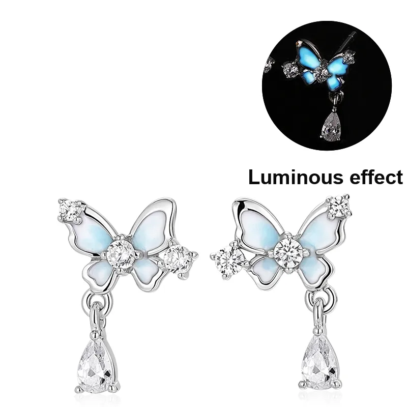 KADER 925 Sterling Silver Stud Earrings Women's Blue-0