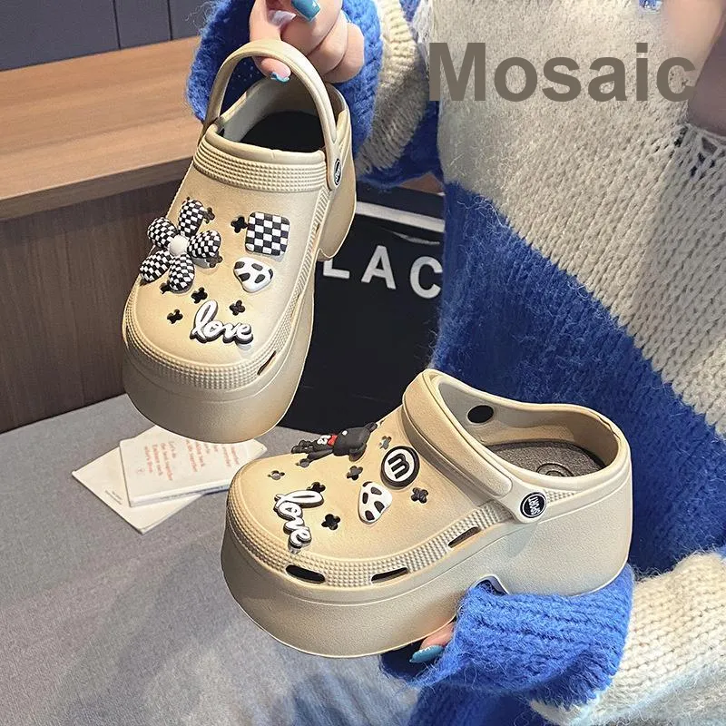 NAIHUO Platform Clogs For Women's Summer Wear, Slip Resistant Beach Height Increasing EVA Closed Toe Slippers-18