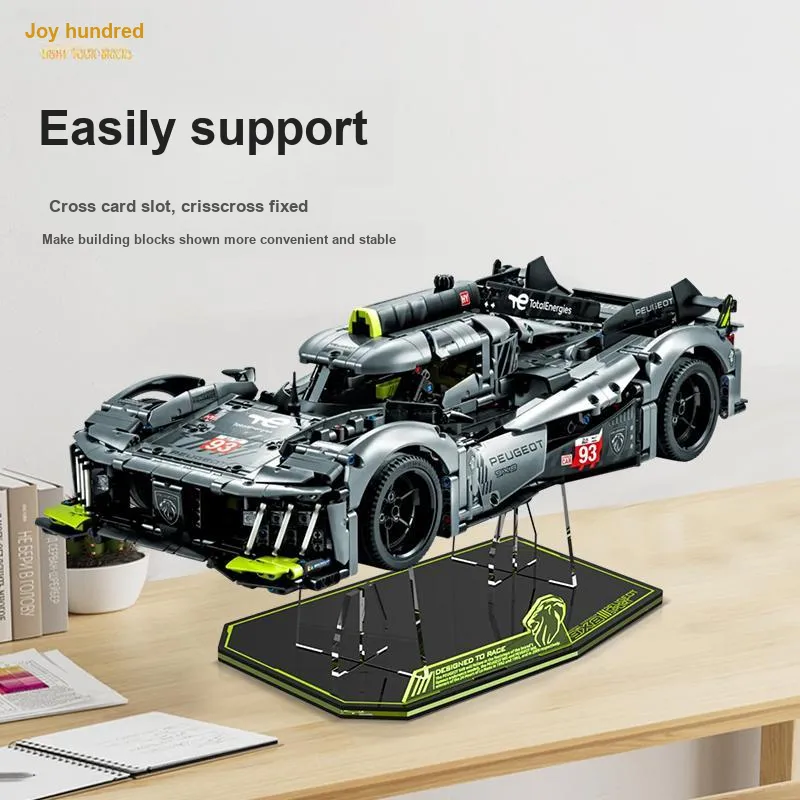 LIGHT YOUR BRICKS Compatibility Building Block 42156 Peugeot 9X8 Supercar Racing Stand Model Accessories-2