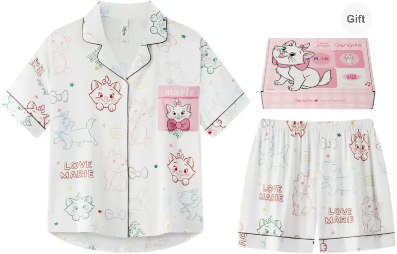 Gongdie x Disney Pajama Set Women's Gift Box Set White-0