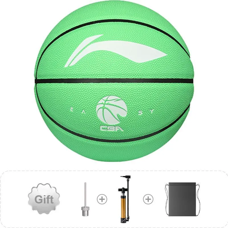 LiNing CBA Collection PU Basketball Green White Size 5 Size 7 Training Unisex-0