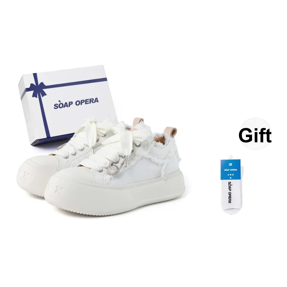 SOAP OPERA Anti Slip And Wear Resistant Height Increasing Low Top Canvas Skateboard Shoes 5cm Unisex Box