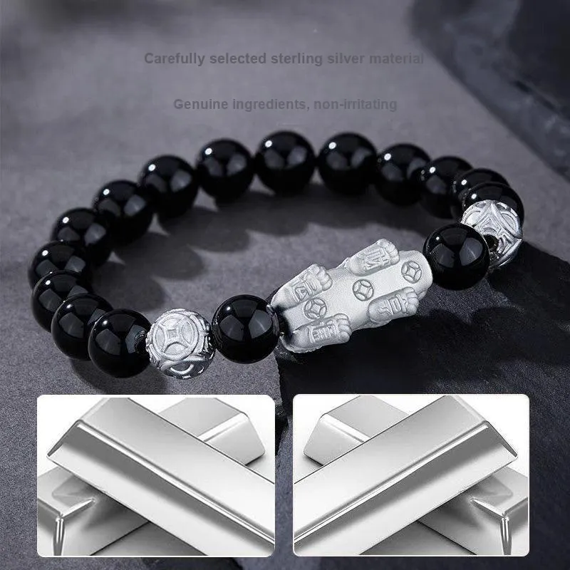 CHINA GOLD Obsidian Jade Bracelets Unisex-2