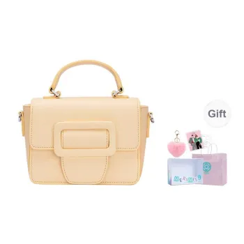 MERIMIES Pure Vegan Eco-Friendly Leather Ice Cream Small Square Bag Handbag Crossbody Bag Women's Milk Yellow Cheese