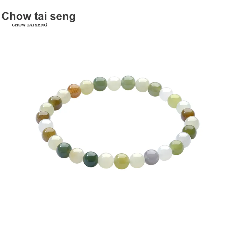 CHOW TAI SENG Hetian Jade Hand Accessories Jewelry Pale Greenish White Jade Women's-1