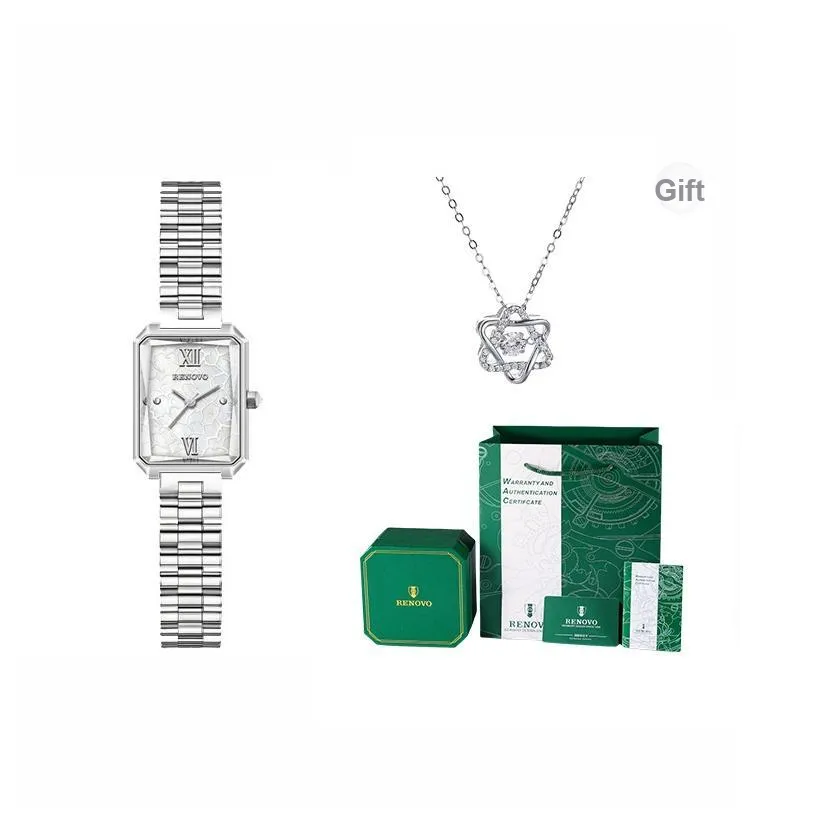 RENOVO Кварцевый механизм Часы Женские часы Мать жемчуга Циферблат