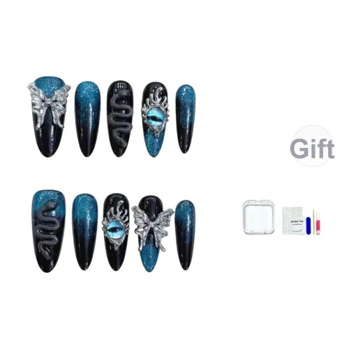 JINGCHANXUE 3D Змея ACADEMY Бабочка False Nail Заостренный Тип Готический Градиентный Мигающий