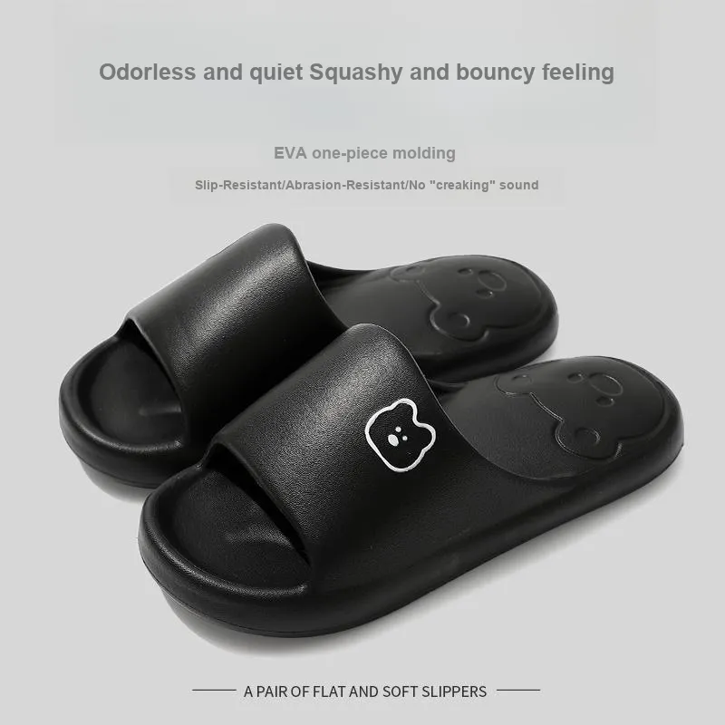 Foot Recreation Summer Bear Home Indoor Bathing Slip Resistant Couple Squashy And Bouncy Feeling Slippers, Unisex-21