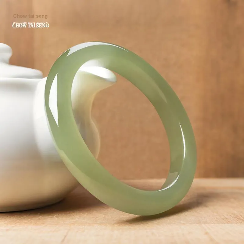 CHOW TAI SENG Bangles Pale Greenish White Jade Women's-4