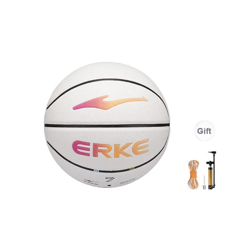 Erke PU Basketball White Size 6 And Size 7 Ball Training Unisex-2