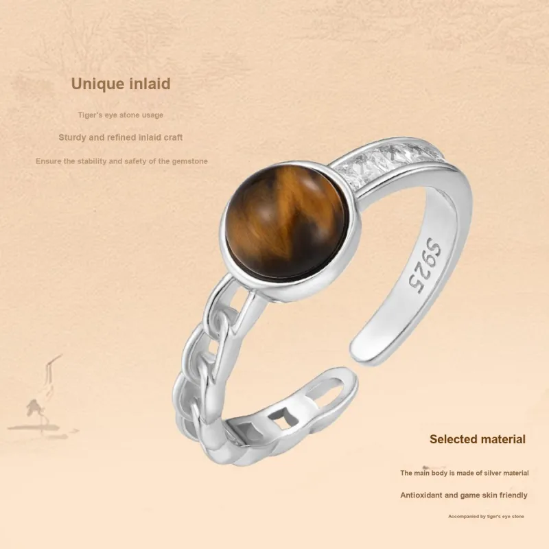 LAOMIAO Tiger's Eye Stone Rings Women's-4