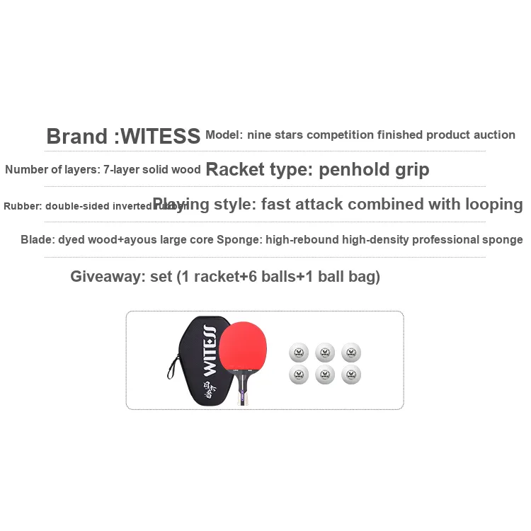 WITESS Ping Pong Paddles Unisex All Wood Red-7