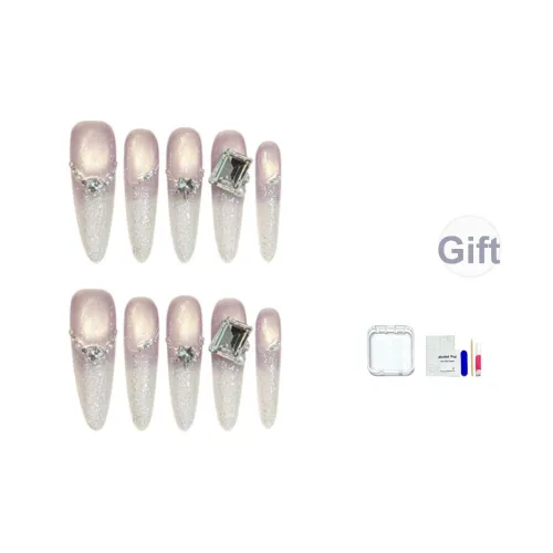 JINGCHANXUE [Dreamy Purple] Ледяной Прозрачный Виноград False Nail Длинный Flashing Градиентный Кошачий глаз 20 мм