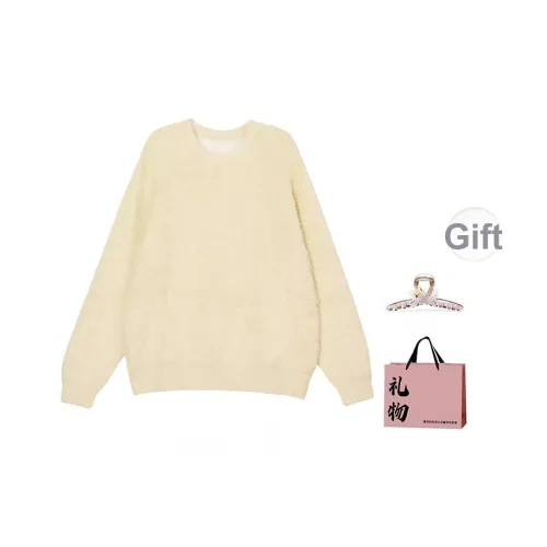 BAIDAIFEI Светло-желтый + Эксклюзивная сумка для покупок + Заколка-краб Женская трикотаж