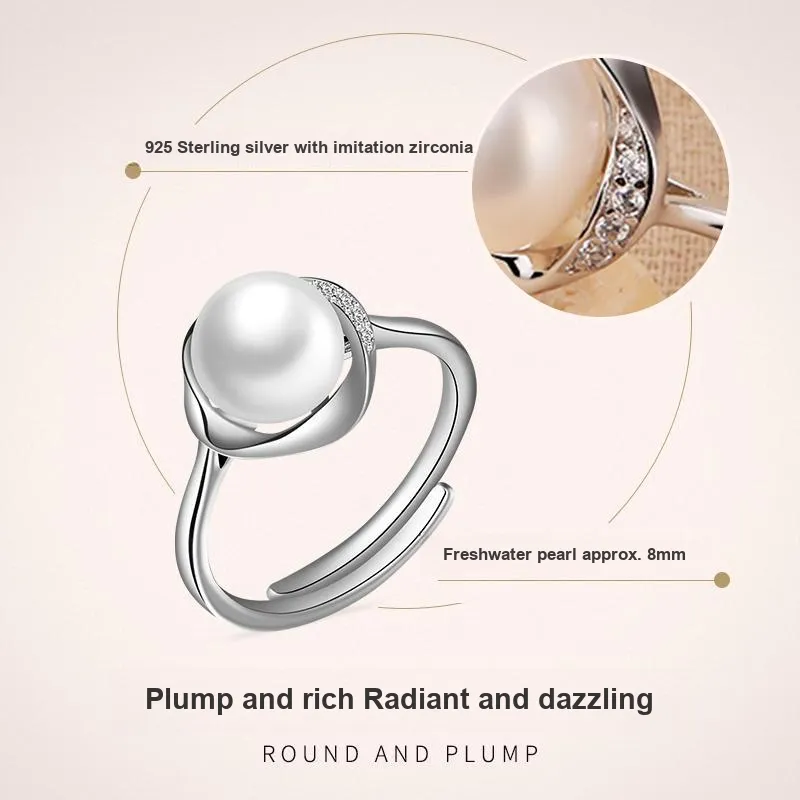 LAOYINJIANG Pearl 925 Sterling Silver Women's Ring Women's-5