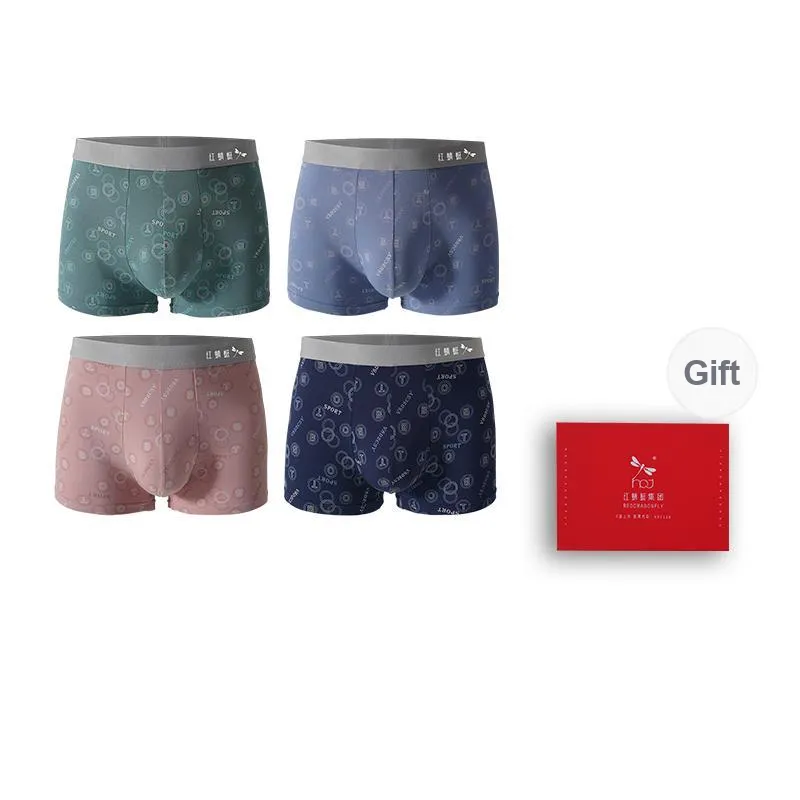 RED DRAGONFLY Cotton Panties Men's 4 Pack Gift Box Set-6